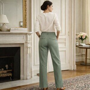 Brooks Brothers Loro Piana Women’s Trouser Pants NWOT Cotton Silk Sage Green